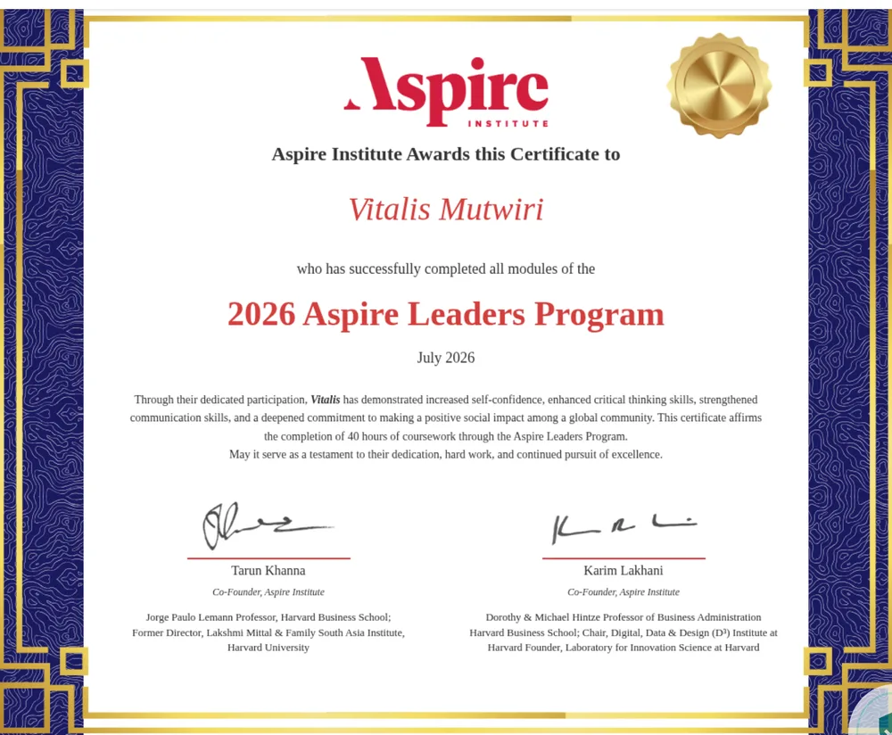 Aspire Leaders Program 2026 certificate