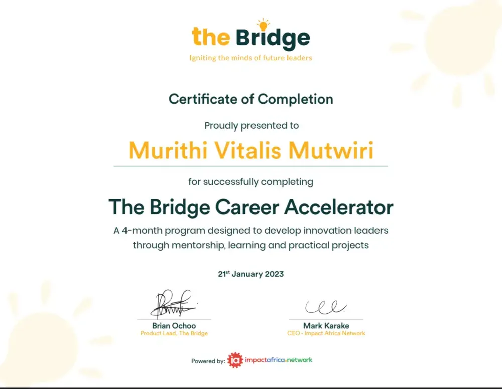 The Bridge Career Accelerator certificate