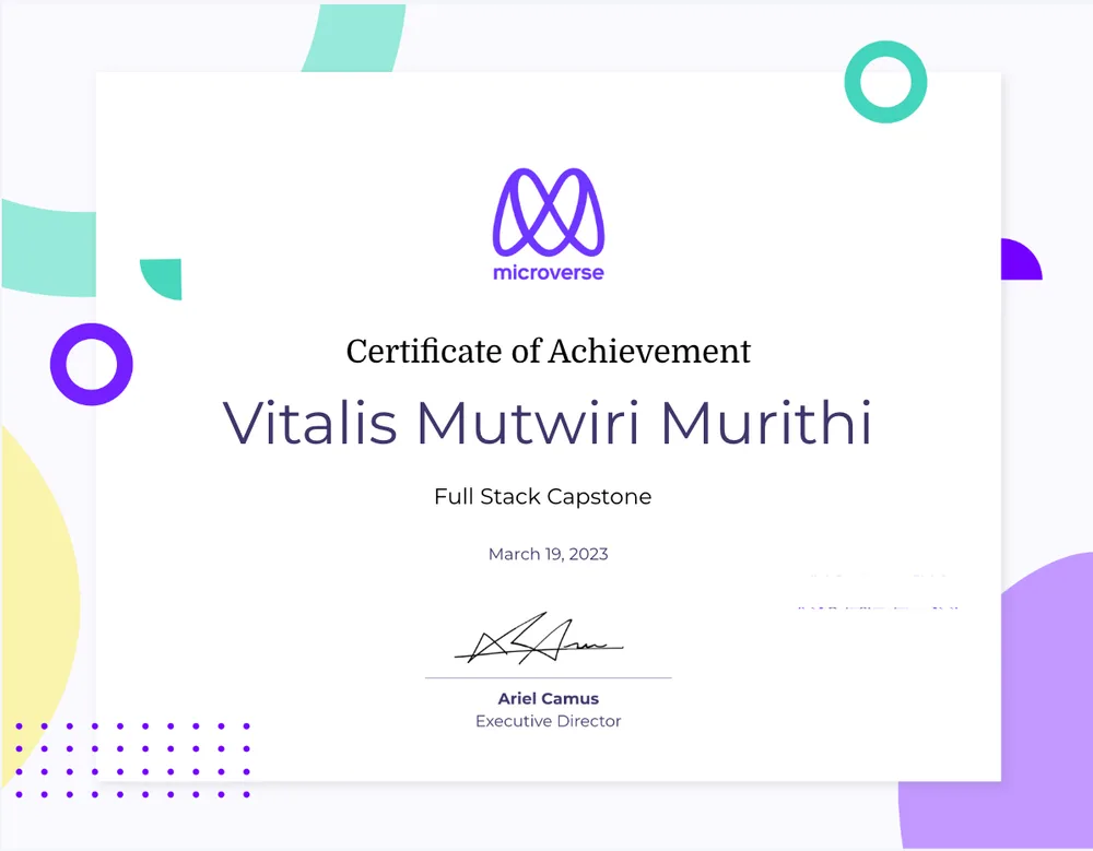 Full Stack Capstone certificate